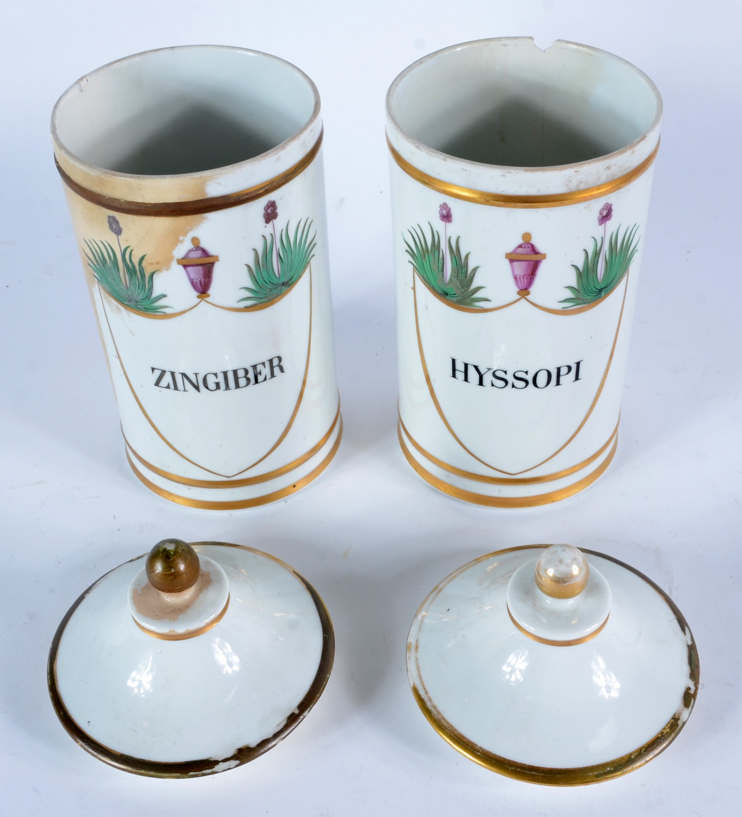 Par de potes de farmácia de porcelana européia, inscrição "ZINGIBER"... - foto 3 de 6