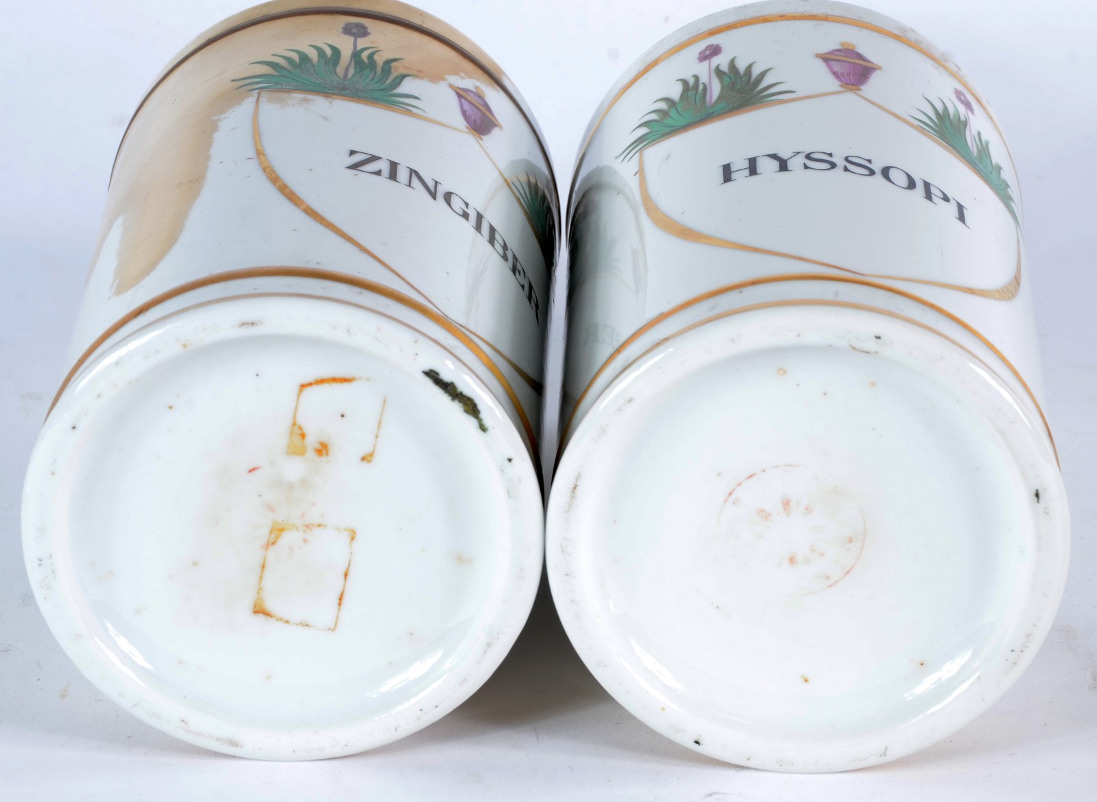 Par de potes de farmácia de porcelana européia, inscrição "ZINGIBER"... - foto 6 de 6