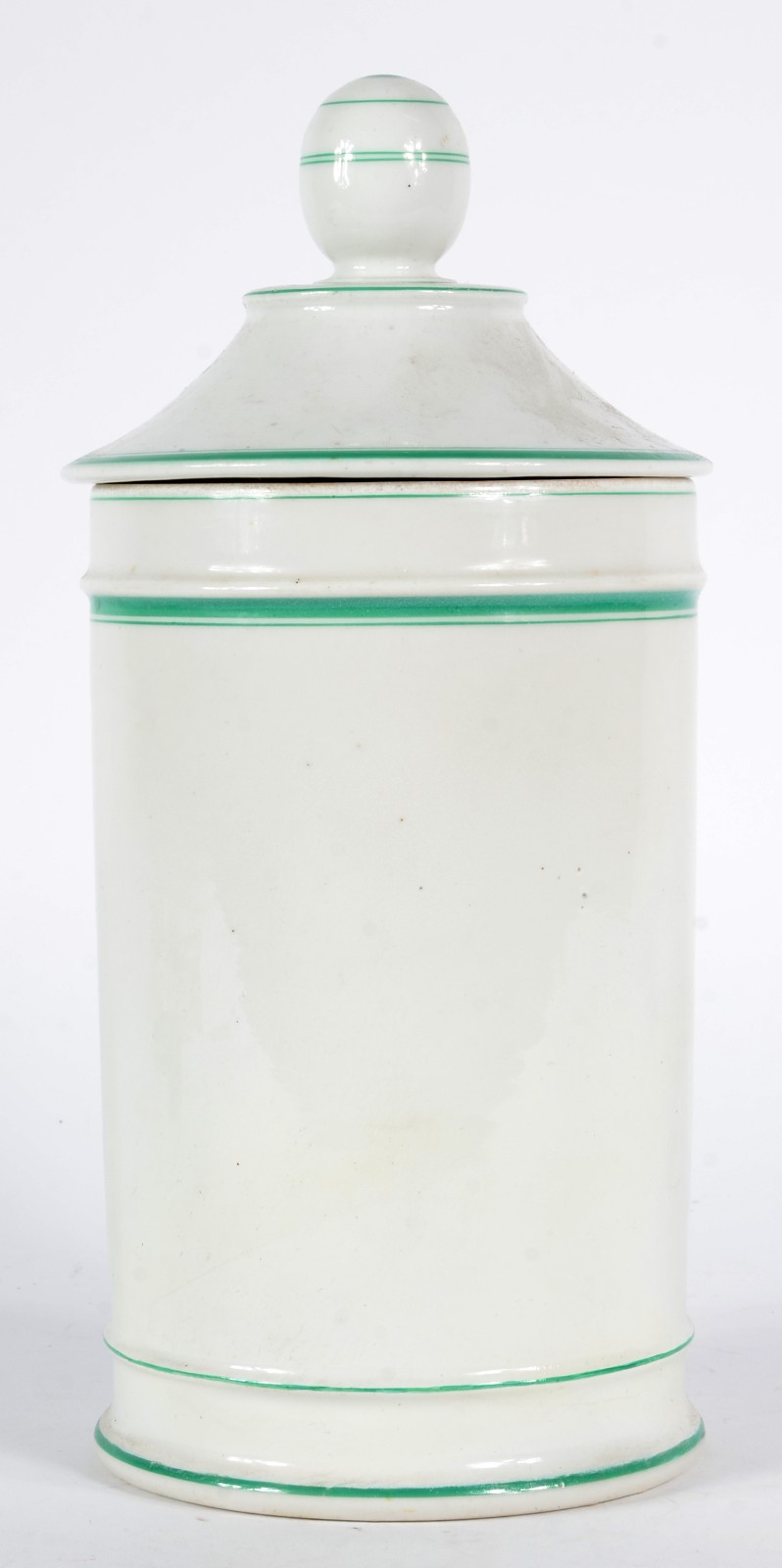 Pote de farmácia de porcelana Velho Paris branca com frisos verdes... - foto 1 de 5