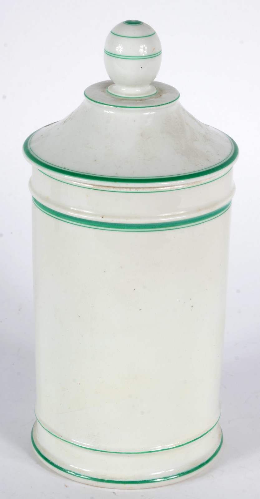 Pote de farmácia de porcelana Velho Paris branca com frisos verdes... - foto 2 de 5