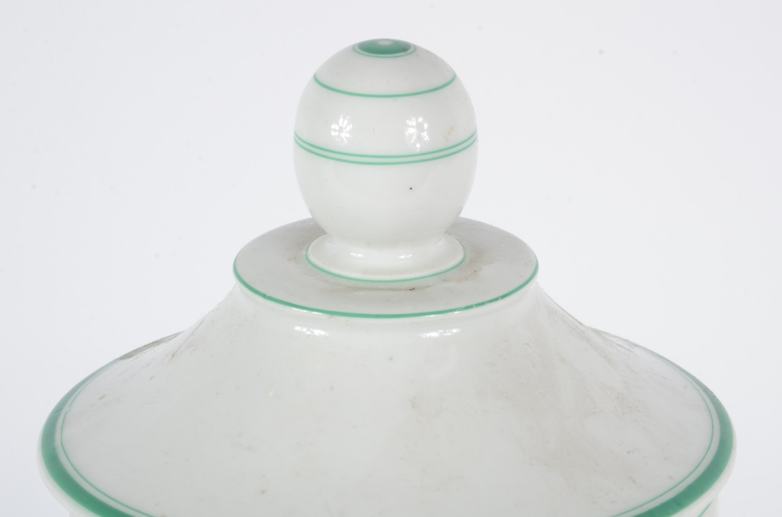 Pote de farmácia de porcelana Velho Paris branca com frisos verdes... - foto 3 de 5