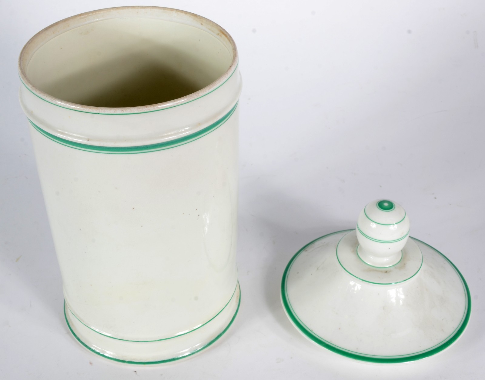 Pote de farmácia de porcelana Velho Paris branca com frisos verdes... - foto 4 de 5