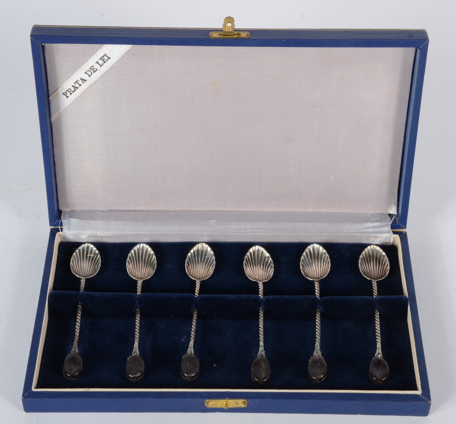 Conjunto com 6 colheres para café de prata contrastada, cabos... - foto 4 de 6