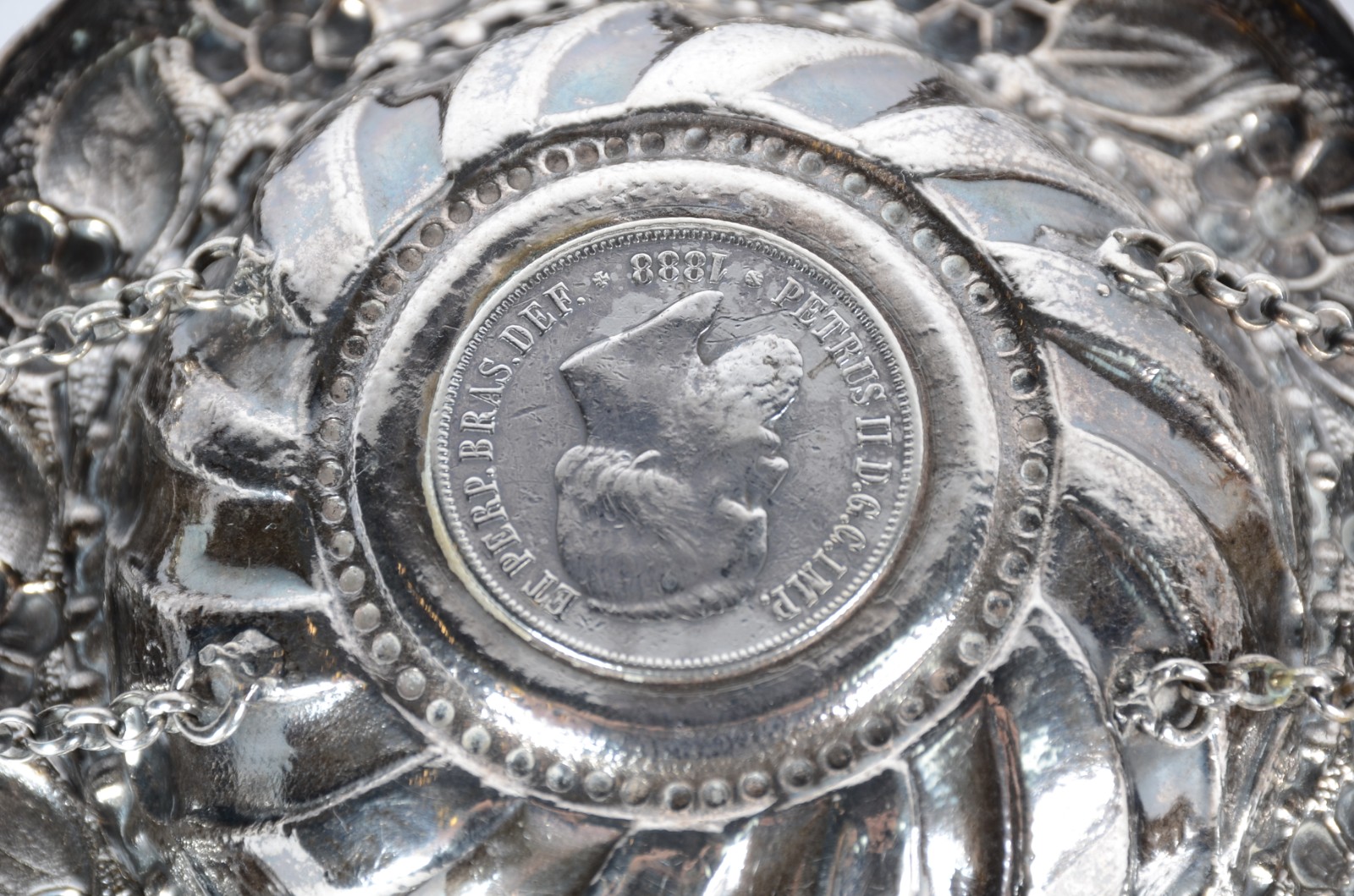 Cinzeiro de prata de lei com moedas, para braço de sofá. Peso da... - foto 5 de 6