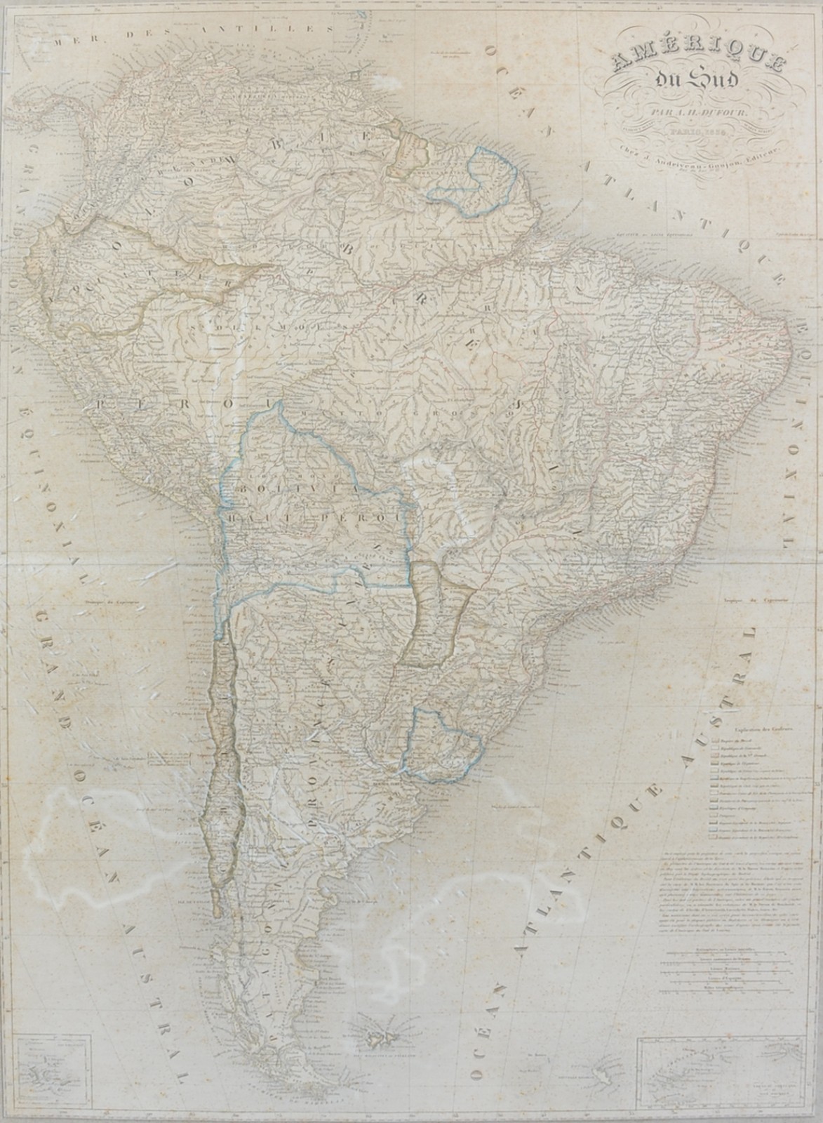 Mapa antigo da América do Sul, impresso em Paris. - foto 1 de 4
