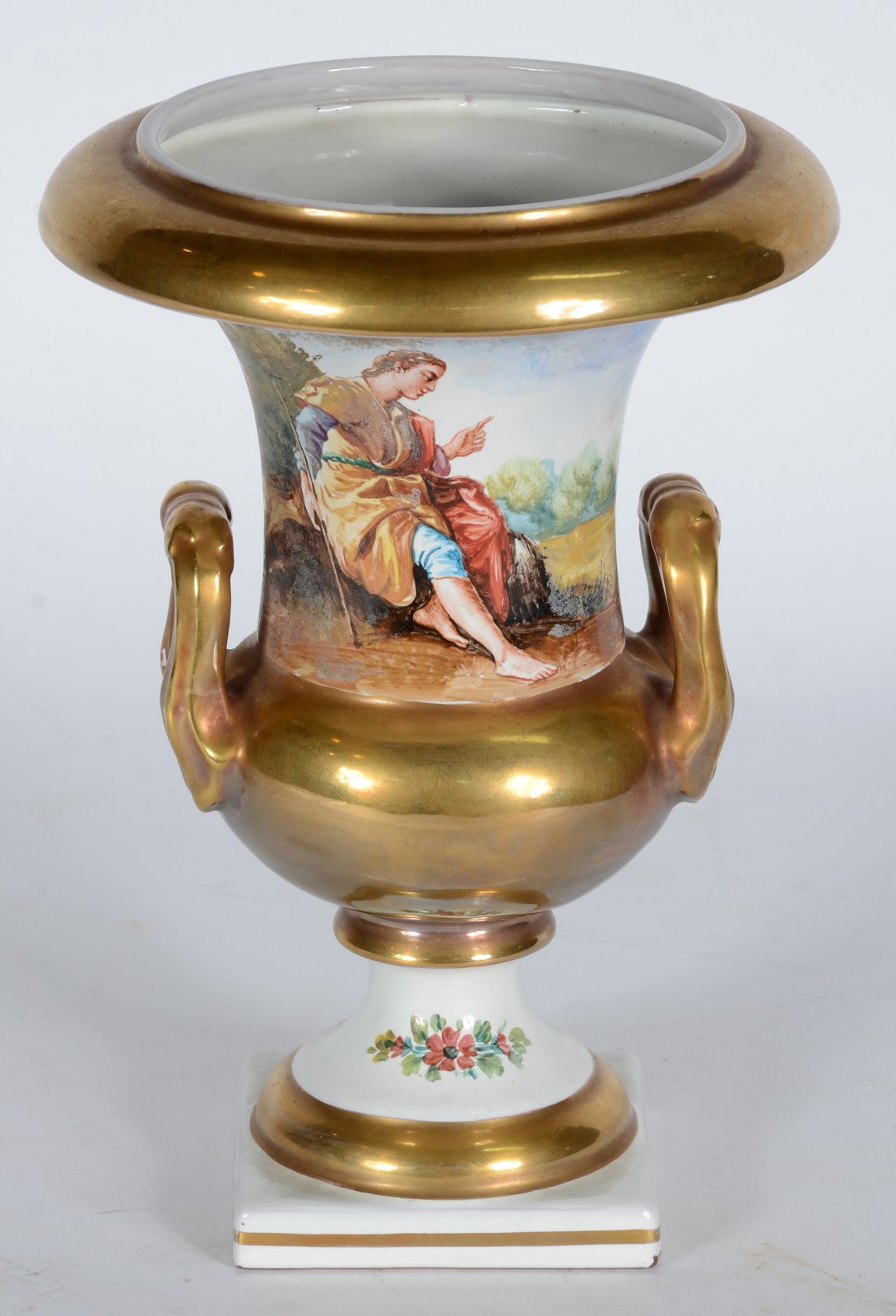 Vaso de porcelana italiana decorada com figura de pastor e paisagem... - foto 2 de 6