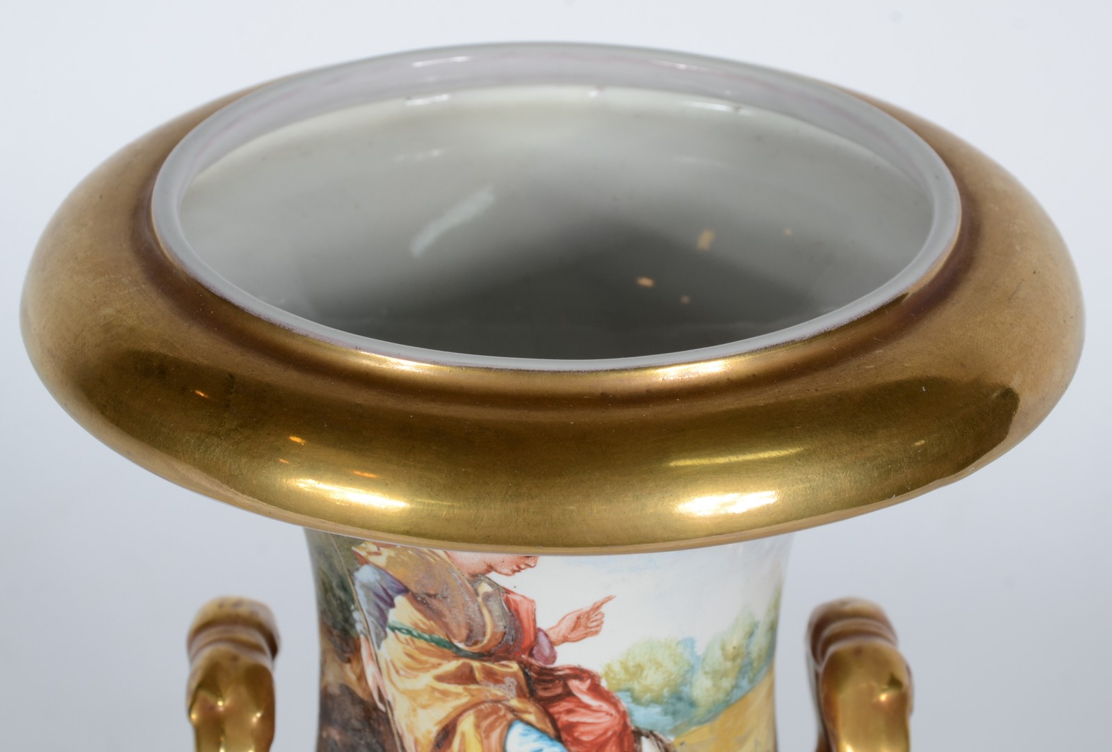 Vaso de porcelana italiana decorada com figura de pastor e paisagem... - foto 3 de 6