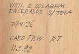 Carlos Scliar (1920-2001), BULE (ABCD) - Vinil e colagem encerados sobre tela. Selo da Galeria Contorno (RJ) no verso. Datado e localizado Cabo Frio, 1992.
