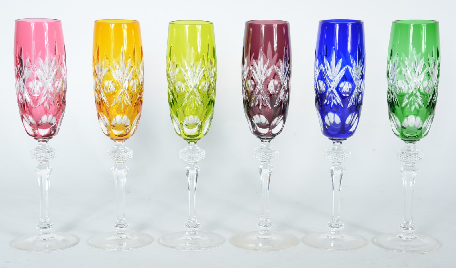 Conjunto com 6 flutes para champagne de cristal europeu doublé... - foto 1 de 4