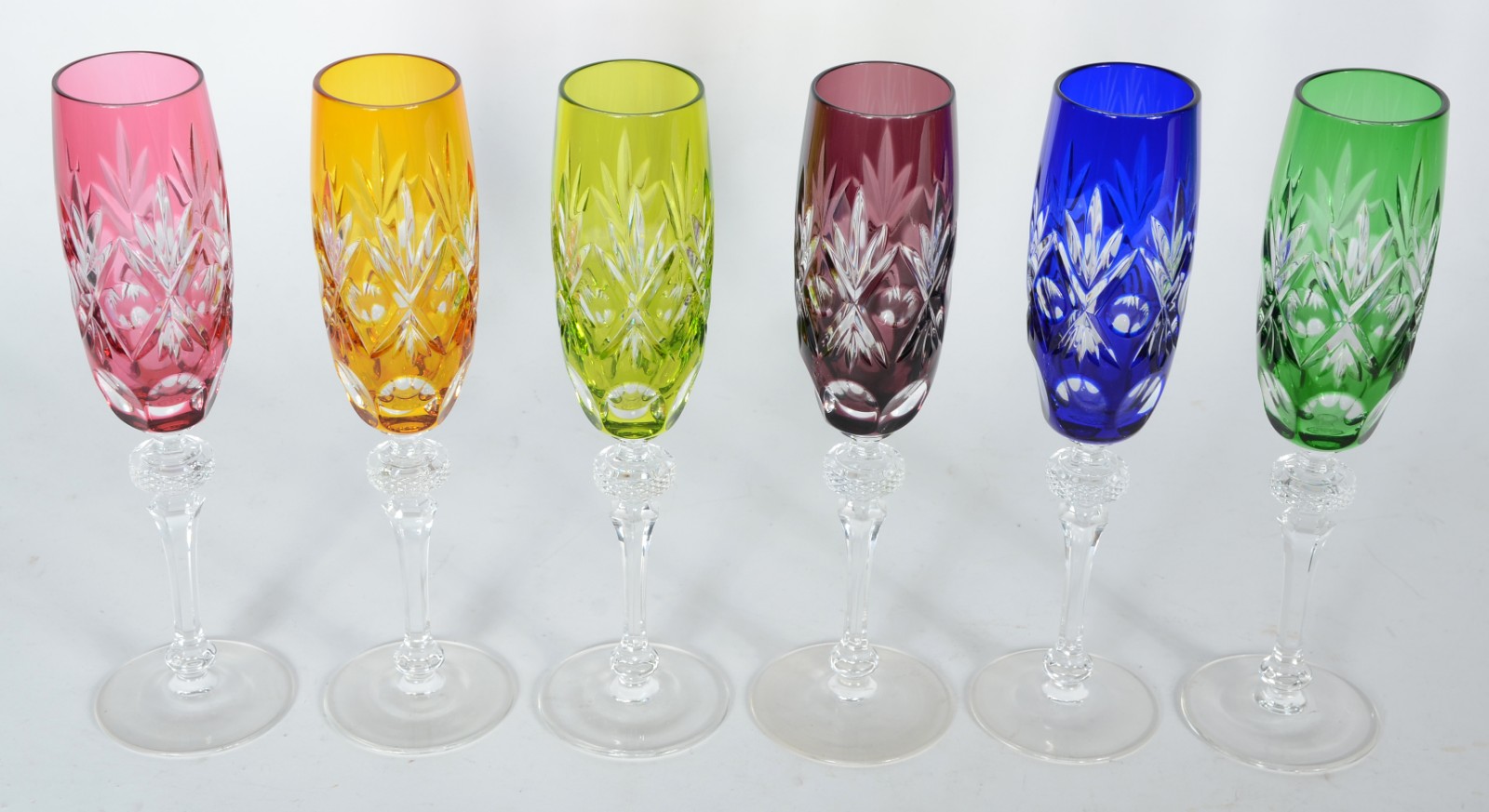 Conjunto com 6 flutes para champagne de cristal europeu doublé... - foto 2 de 4