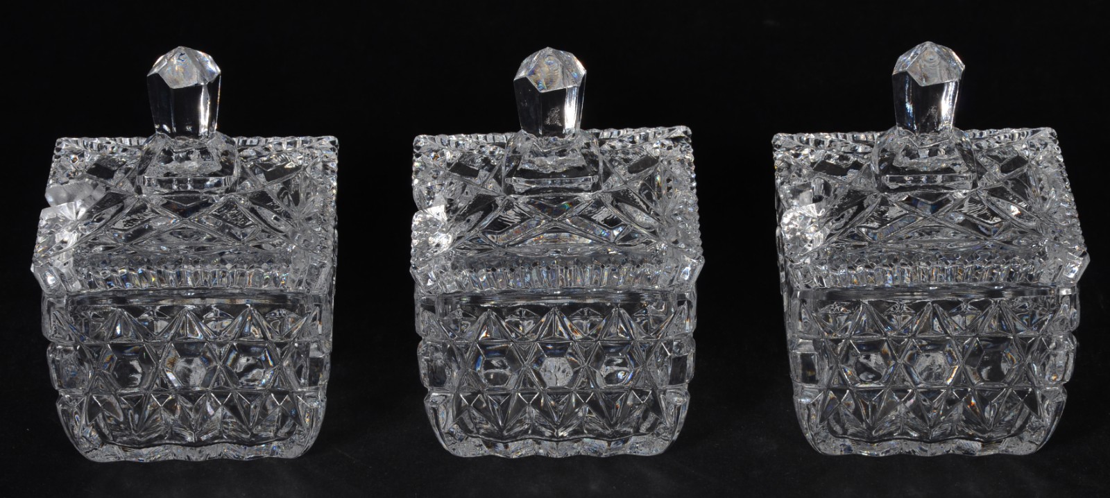 Conjunto com três potiches para geleia e travessa de cristal europeu... - foto 5 de 6