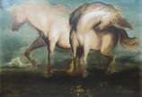 Orlando Teruz (1902-1984), Cavalos - Óleo sobre tela. Datado no verso 1949. Carimbo do Salão. Registrado no projeto Teruz sob. cód. 211.