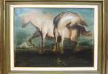 Orlando Teruz (1902-1984), Cavalos - Óleo sobre tela. Datado no verso 1949. Carimbo do Salão. Registrado no projeto Teruz sob. cód. 211.