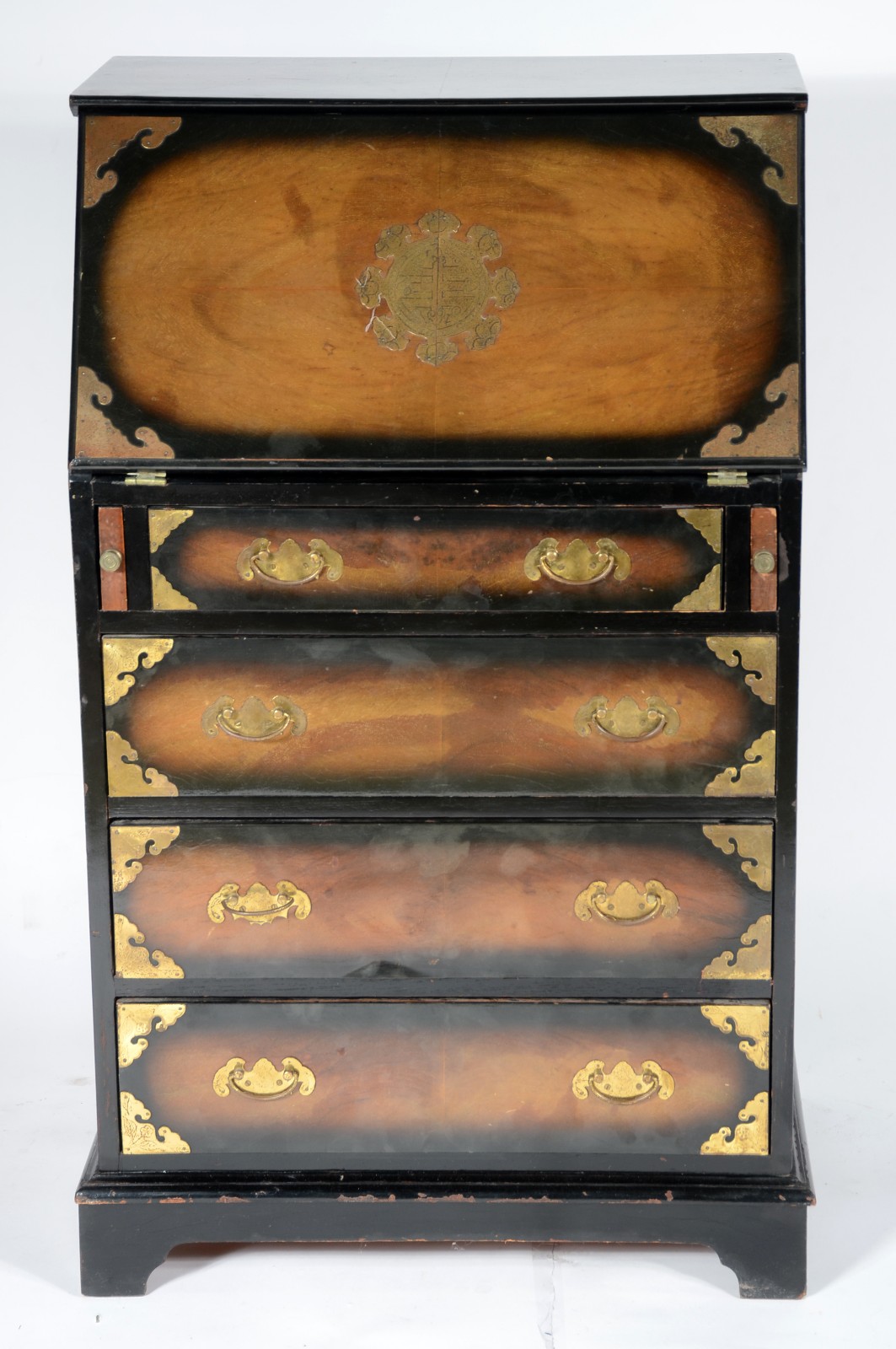 Cômoda/escrivaninha estilo oriental de madeira ebanizada, quatro... - foto 2 de 9