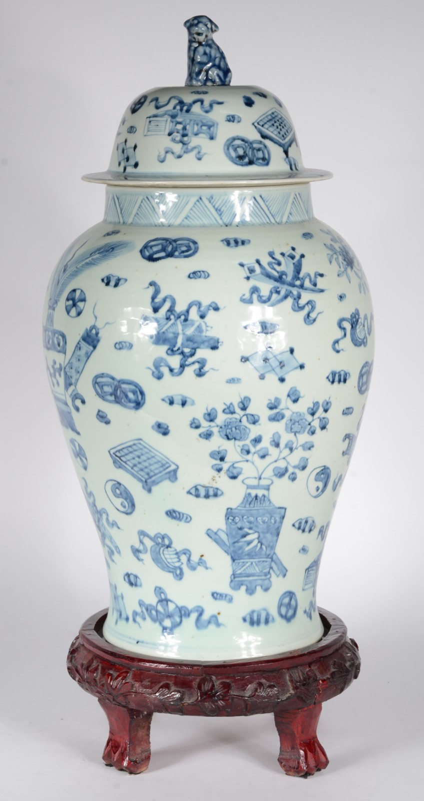 Grande potiche de porcelana oriental decoração em azul e branco... - foto 1 de 8