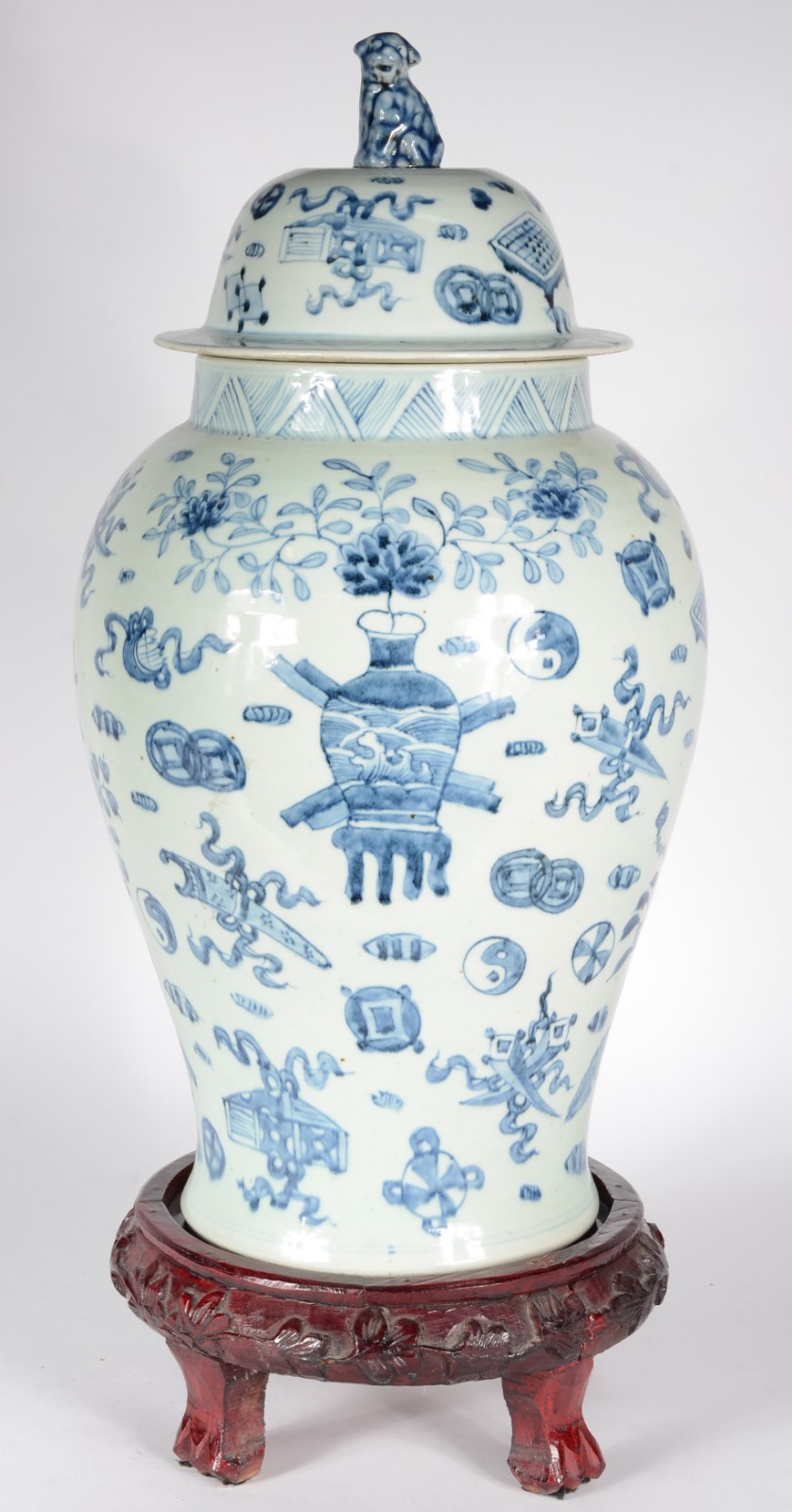 Grande potiche de porcelana oriental decoração em azul e branco... - foto 2 de 8