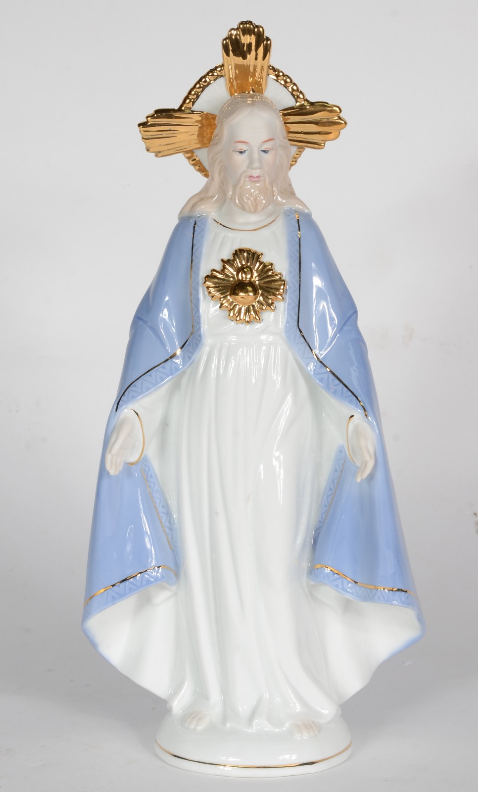 Escultura de porcelana policromada representando Sagrado Coração de... - foto 1 de 6
