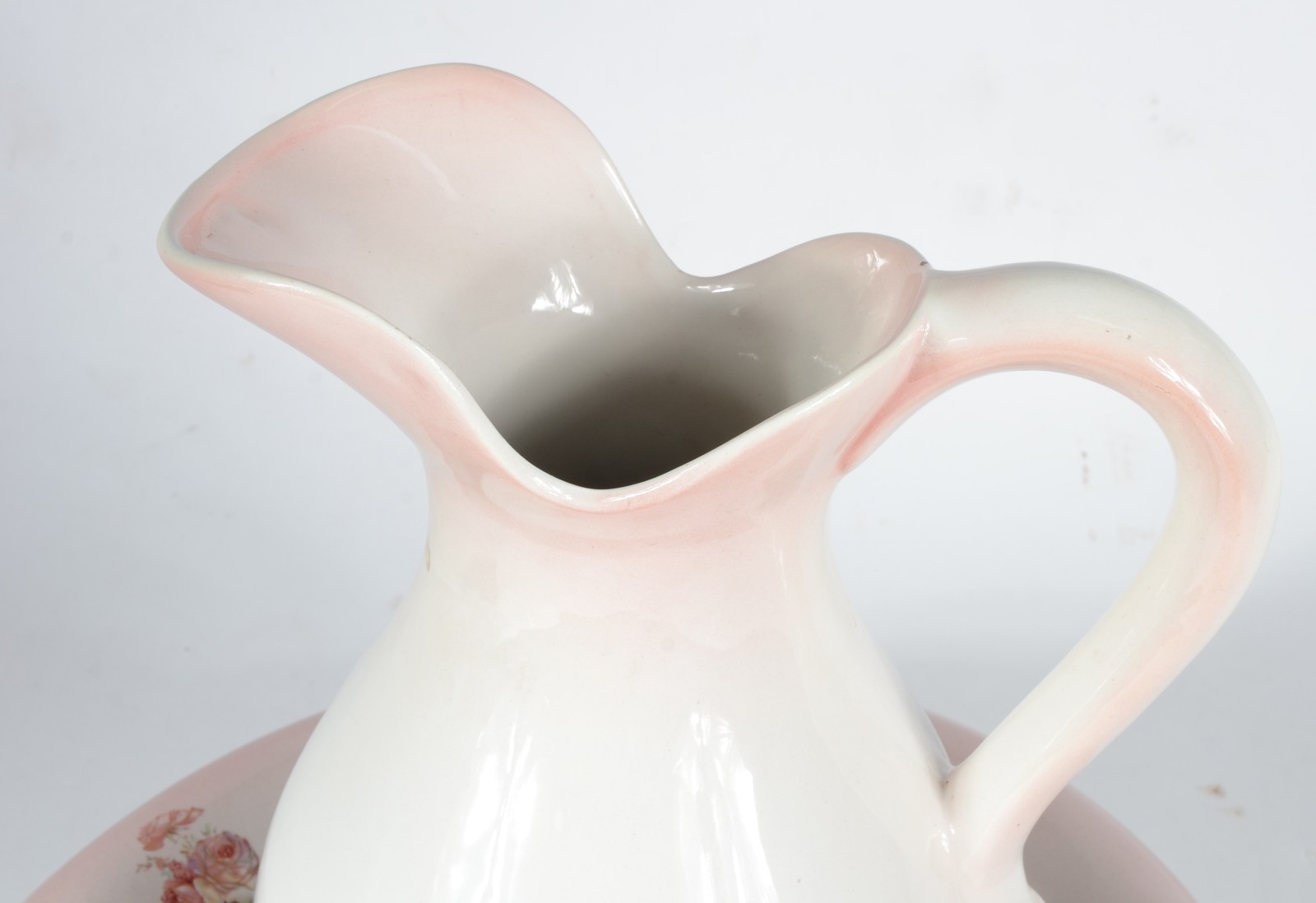 Jarra com bacia de porcelana portuguesa Alcobaça com decoração floral... - foto 3 de 7