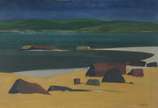 José Pancetti (1902-1958), Praia com pedra - Óleo sobre tela. Acompanha documento de autenticação da obra, datado de agosto de 1971, feita por Edson Motta, que era artista e restaurador, pertence