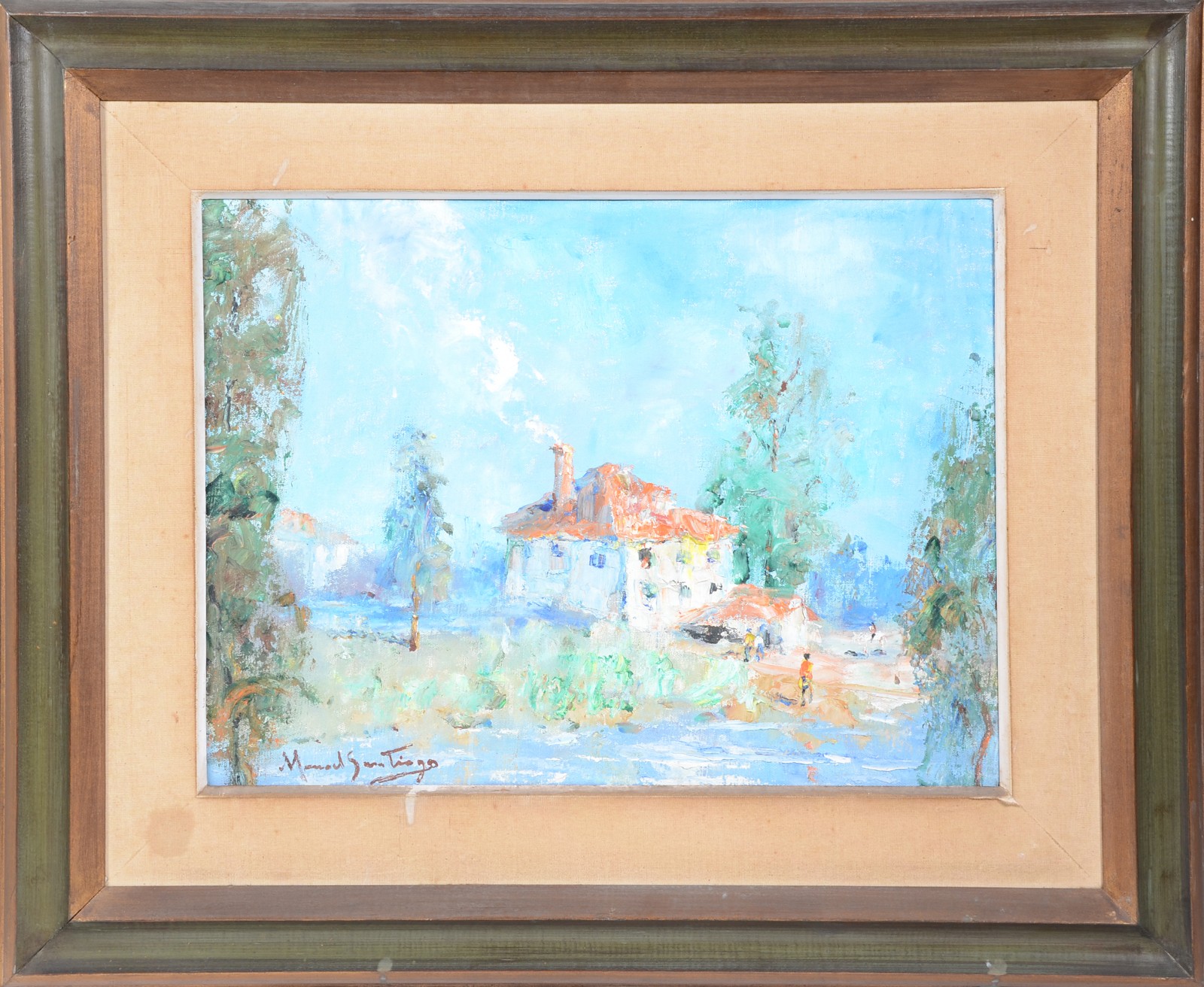 Manoel Santiago (1897-1987), Paisagem com casa e figuras - foto 2 de 4
