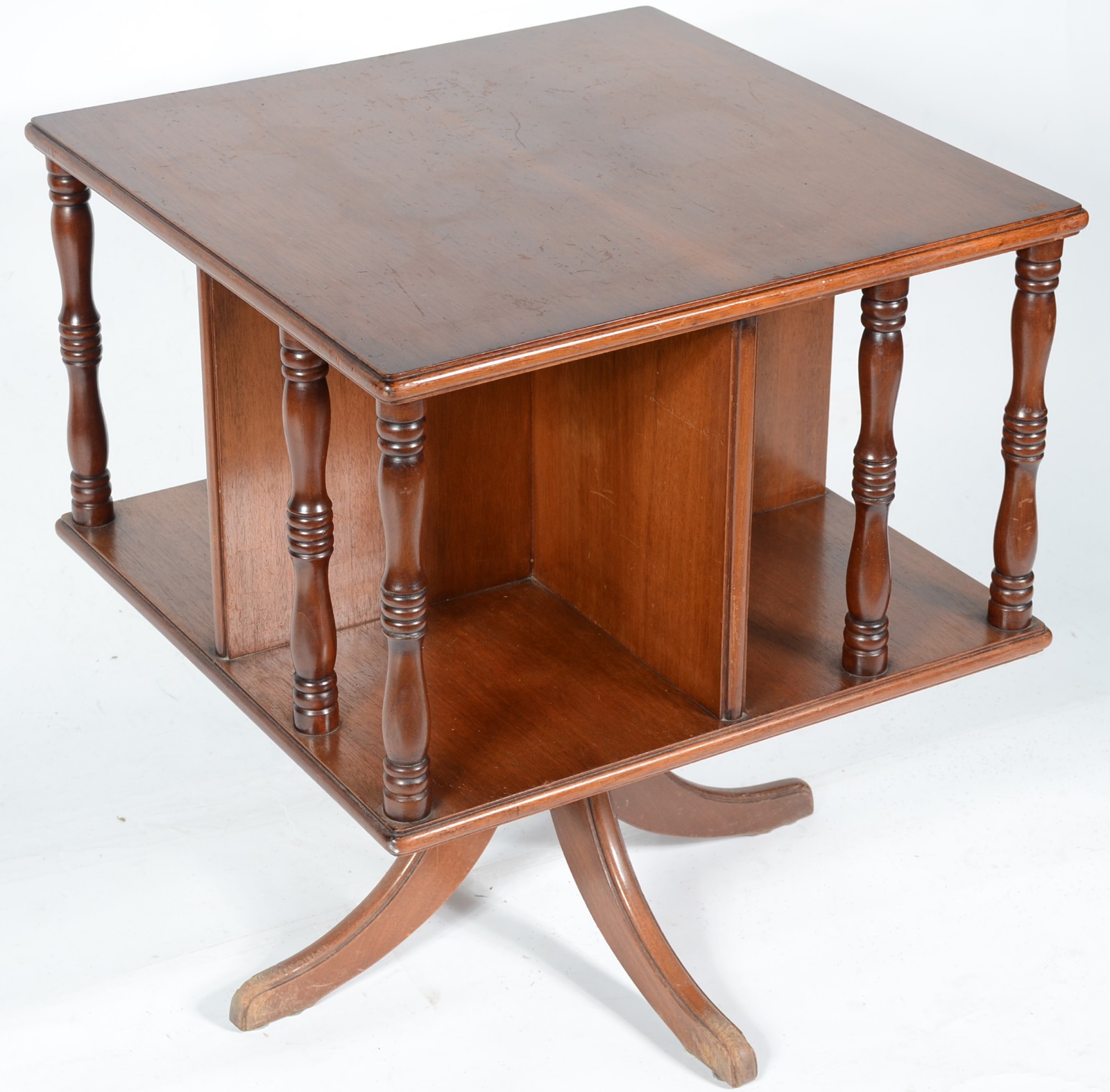 Mesa para livros de madeira nobre, colunas torneadas, apoio em quatro... - foto 1 de 5