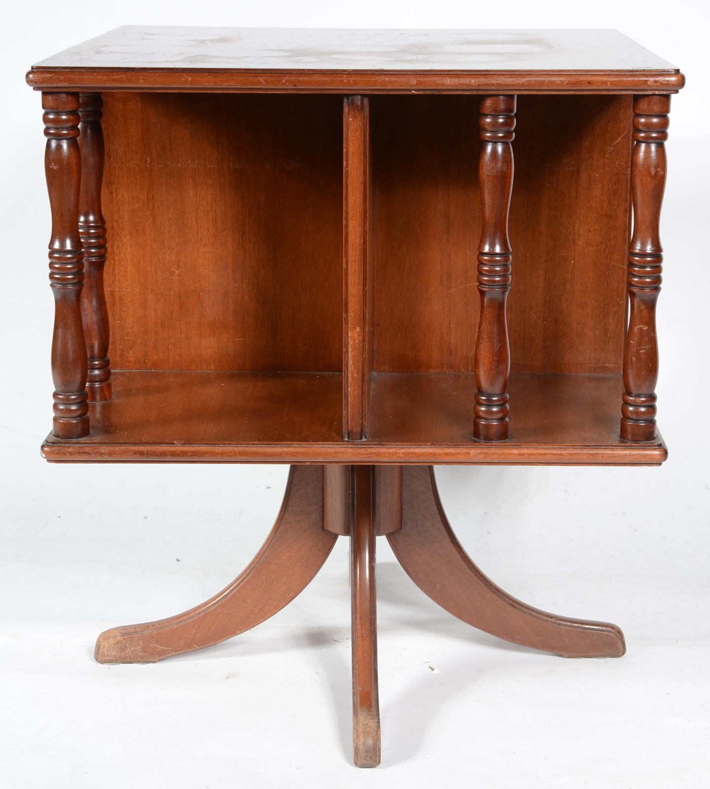 Mesa para livros de madeira nobre, colunas torneadas, apoio em quatro... - foto 2 de 5