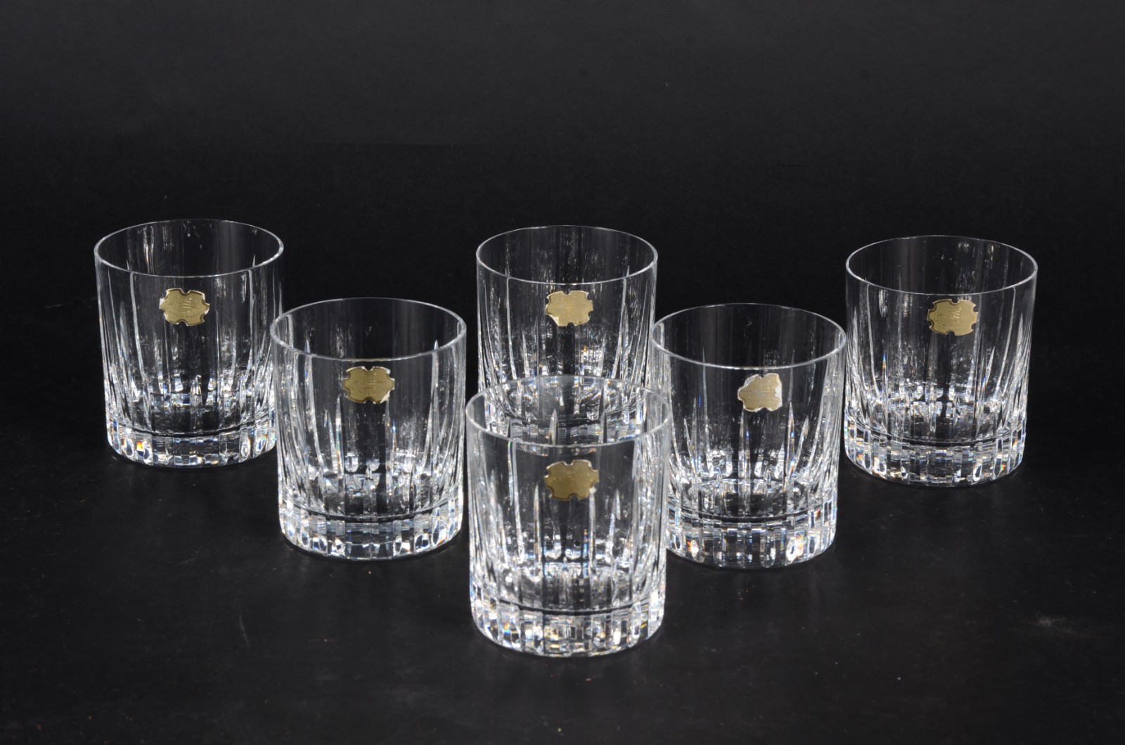 Conjunto com 6 copos para Whisky de cristal Hering lapidado. - foto 1 de 4