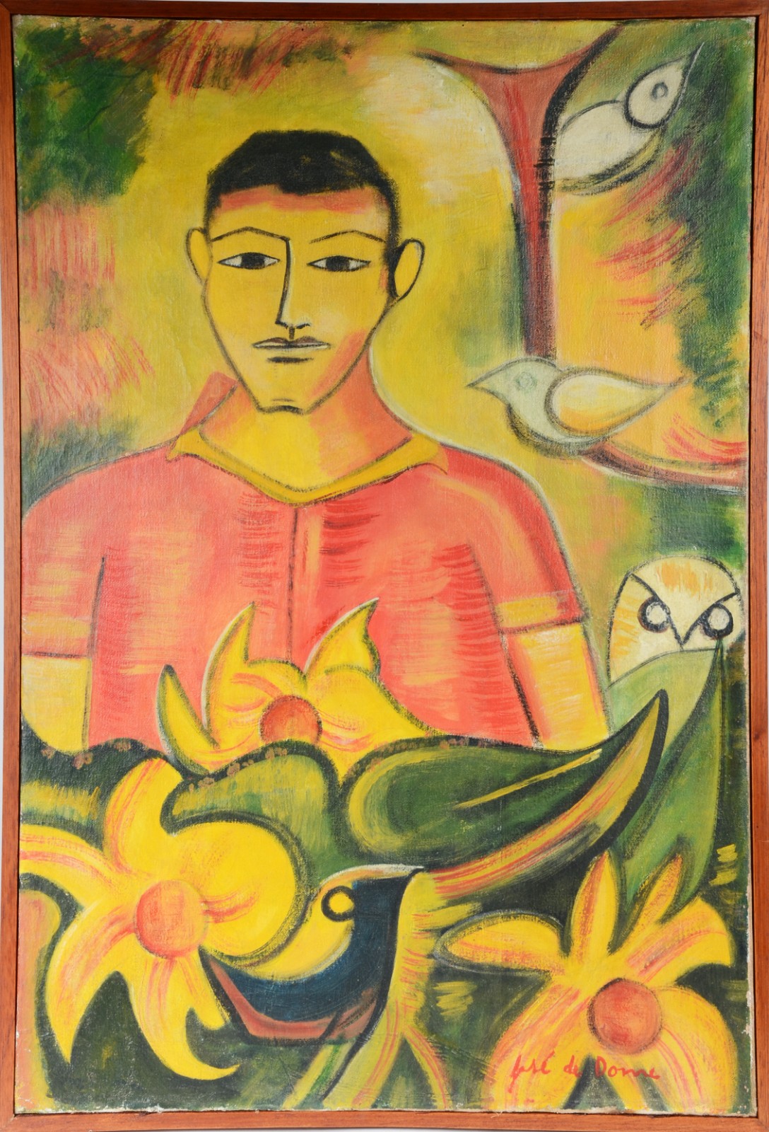 José de Dome (1921-1982), Figura com flores e pássaros - foto 2 de 4