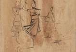 Hector Carybé (1911-1997), Figuras - Desenho. Assinado e datado 1966.