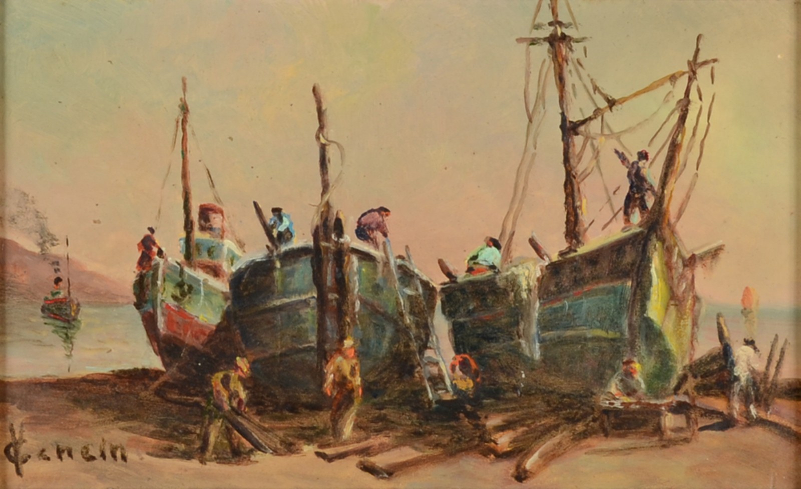 Vincenzo Cencin (1925-2010), Barcos e figuras - foto 1 de 5