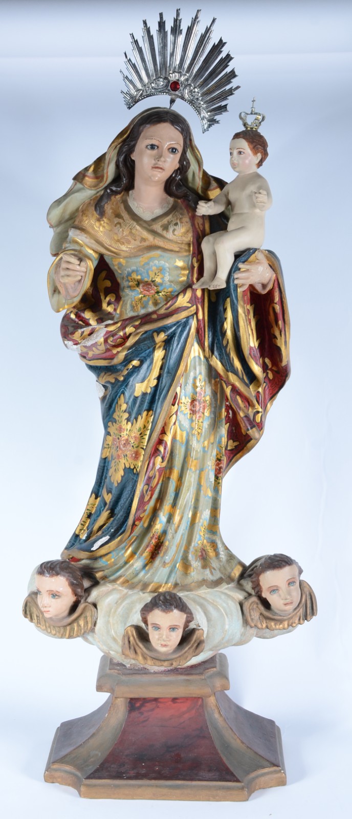Nossa Senhora do Rosário com menino - Grande Imagem de madeira... - foto 1 de 11