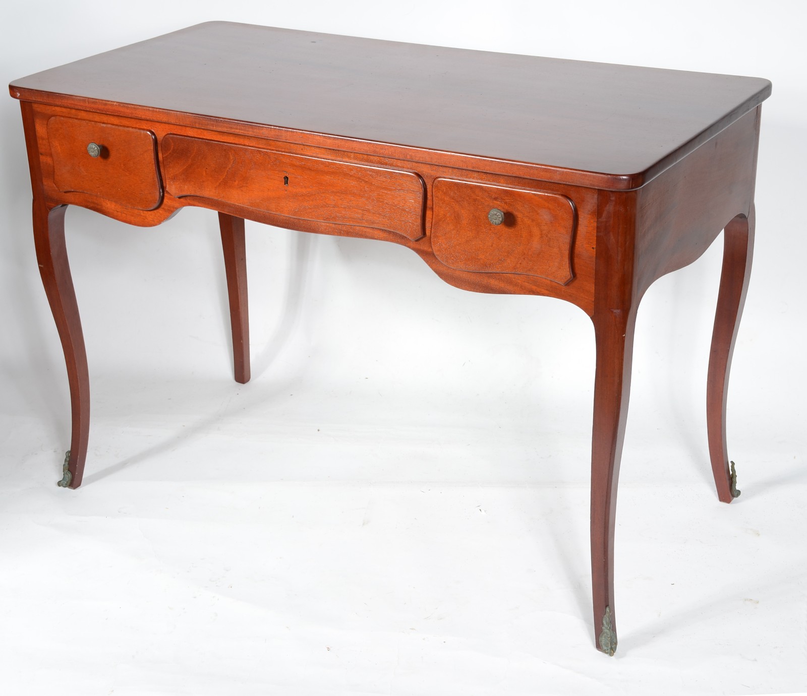 Mesa para escrita de madeira nobre com 3 gavetas. - foto 1 de 6