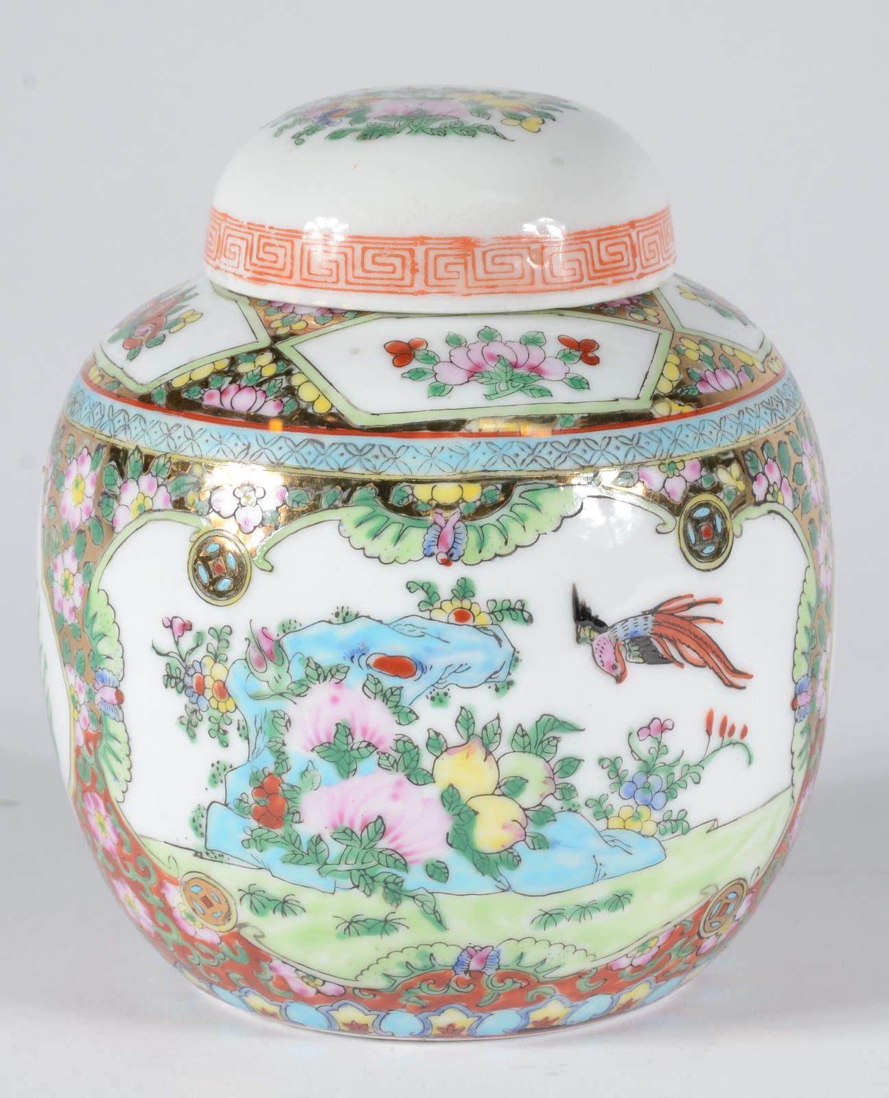 Quatro peças diversas de porcelana oriental policromada, sendo par de... - foto 4 de 7
