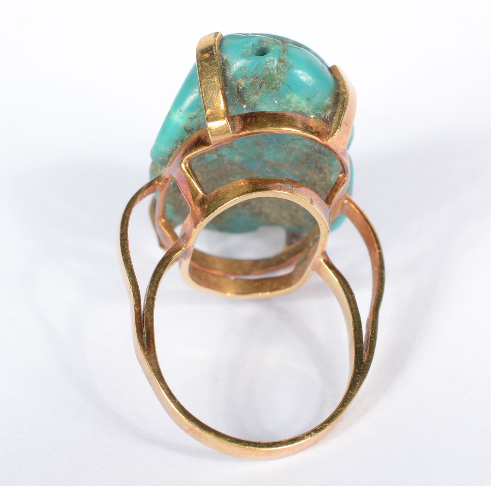 Anel de ouro 18 k., com pedra turquesa. Aro 18. (Por motivos de... - foto 3 de 4