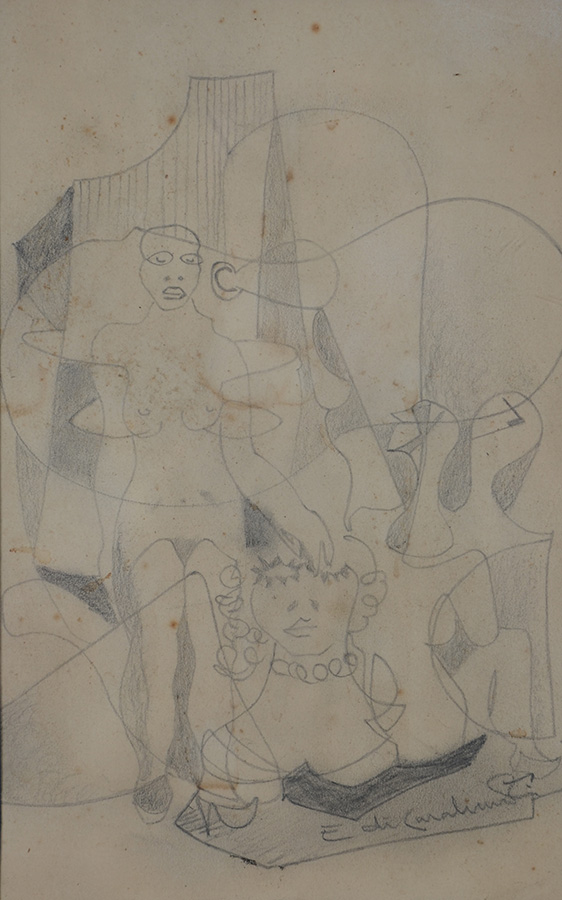 E. DI CAVALCANTI (1897 - 1976) - Figuras - desenho - 31 X 20 - foto 2 de 3