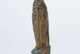 Estatueta de bronze e marfim representando Joan... - Estatueta de bronze e marfim representando Joana D'arc. Assinada. (possivelmente um sinete)