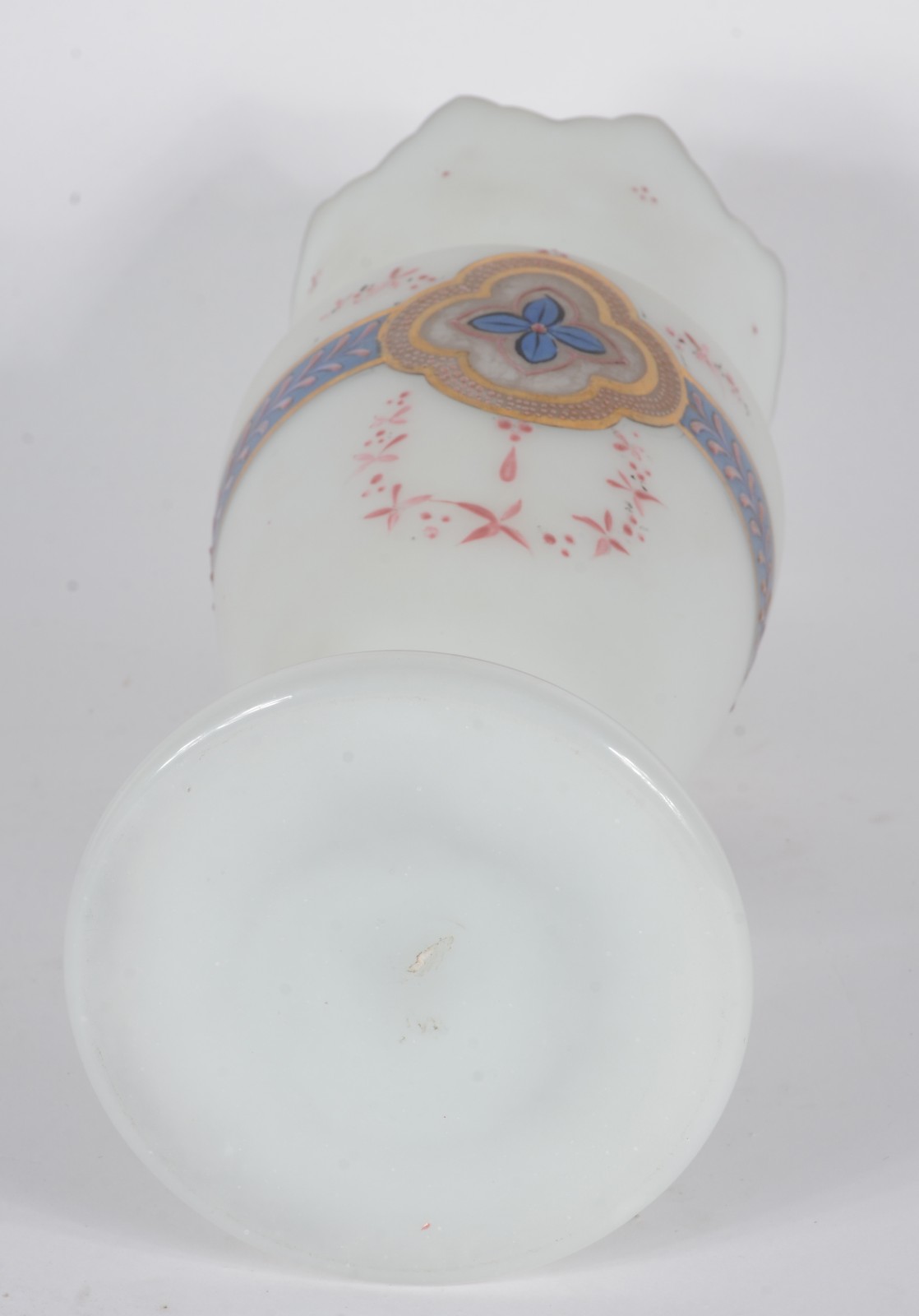 Belíssimo vaso de vidro frances acetinado decorado com faixa azul e... - foto 4 de 4
