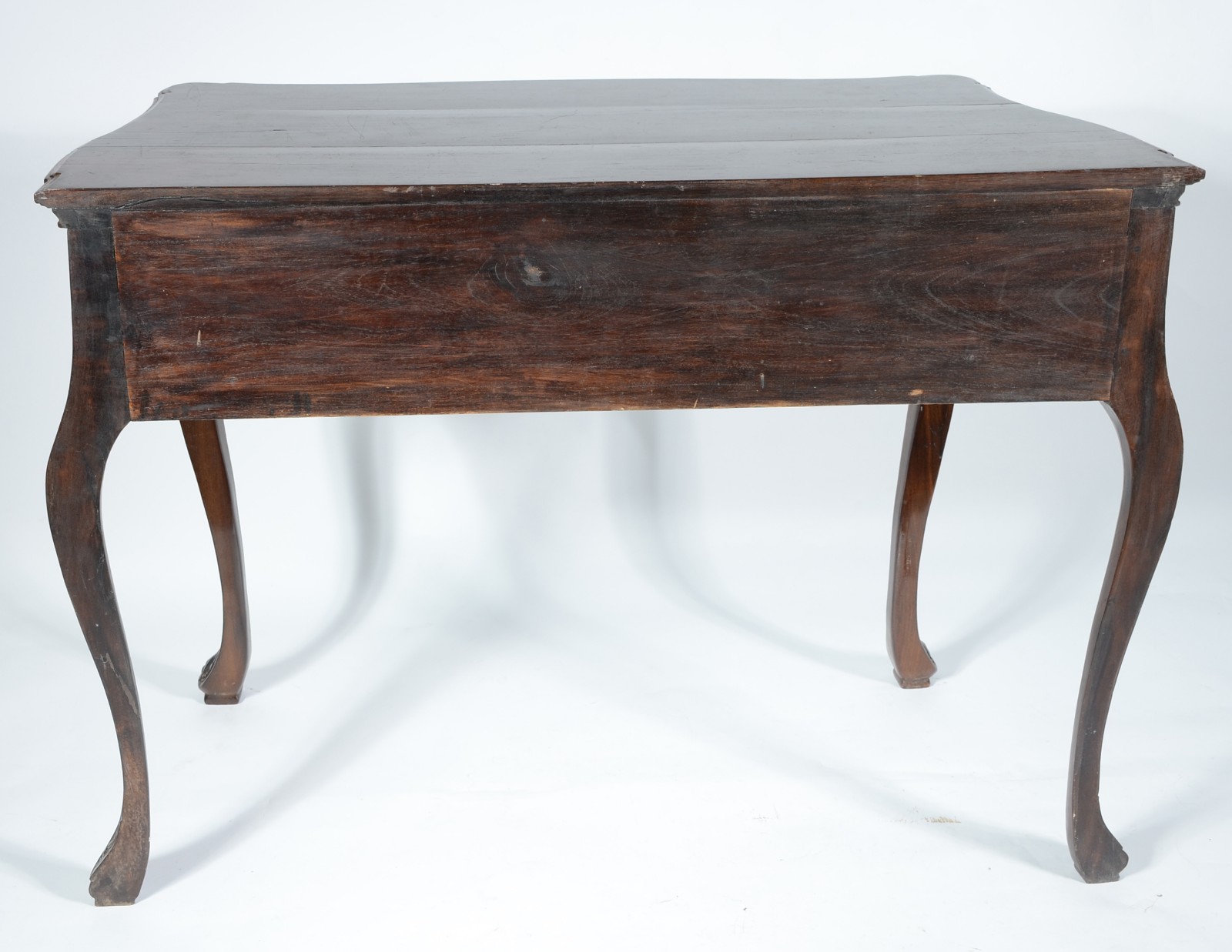 Mesa de encostar de madeira nobre, estilo Dom José, duas gavetas com... - foto 4 de 6