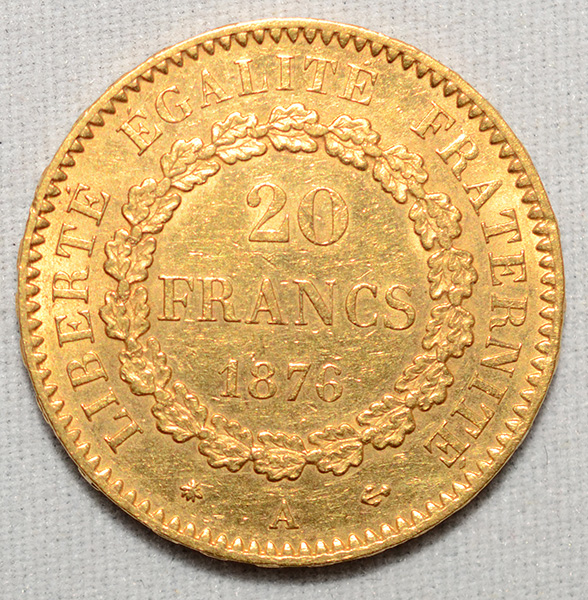 VINTE FRANCOS - Moeda - França, 1873 - Peso 6,45 g - Perfeita. Título... - foto 2 de 2
