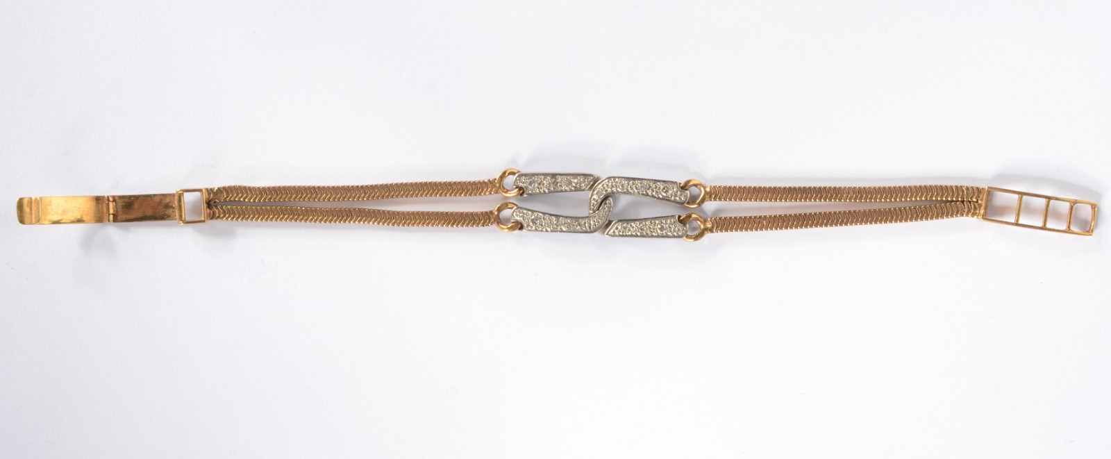 Pulseira de ouro 18 k., com brilhantes. (Por motivos de segurança a... - foto 2 de 6