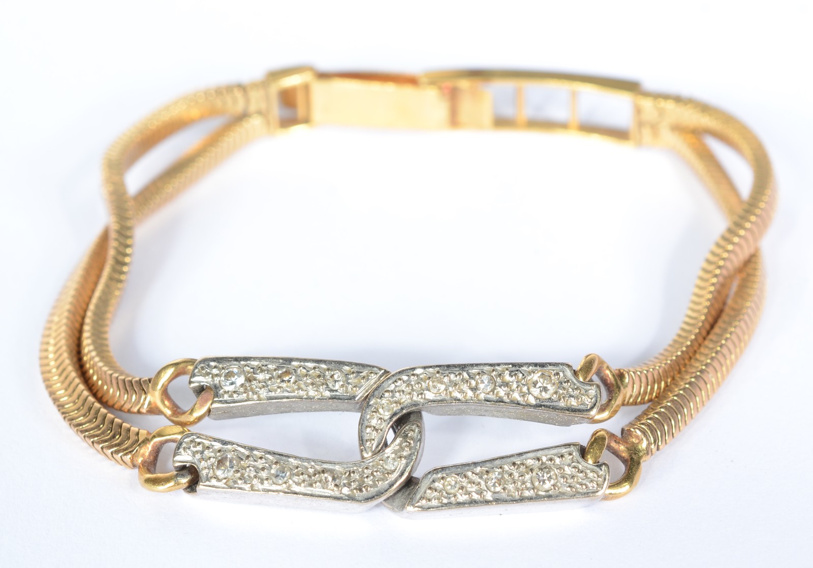 Pulseira de ouro 18 k., com brilhantes. (Por motivos de segurança a... - foto 3 de 6