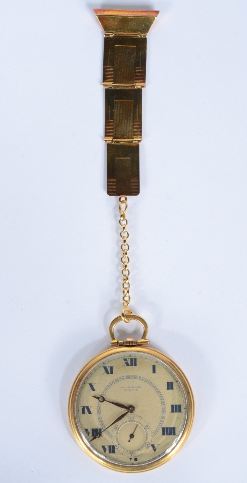 Relógio de bolso Solvil, com chateleine de ouro 18 k. Peso da... - foto 2 de 8