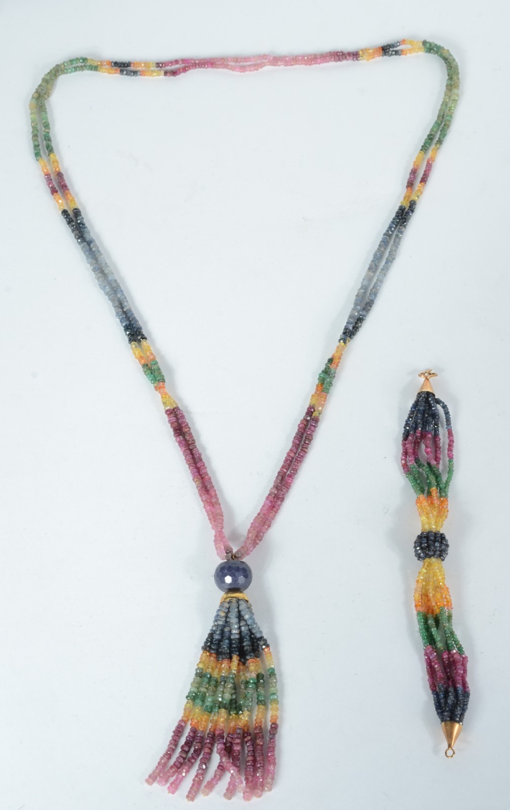 Conjunto de colar e pulseira de pedras brasileiras coloridas... - foto 1 de 5