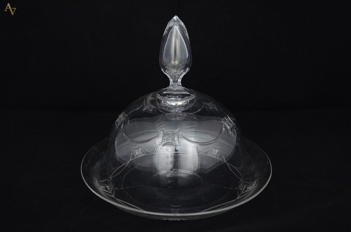Queijeira com presentoir de cristal frances lapidado (possivelmente...