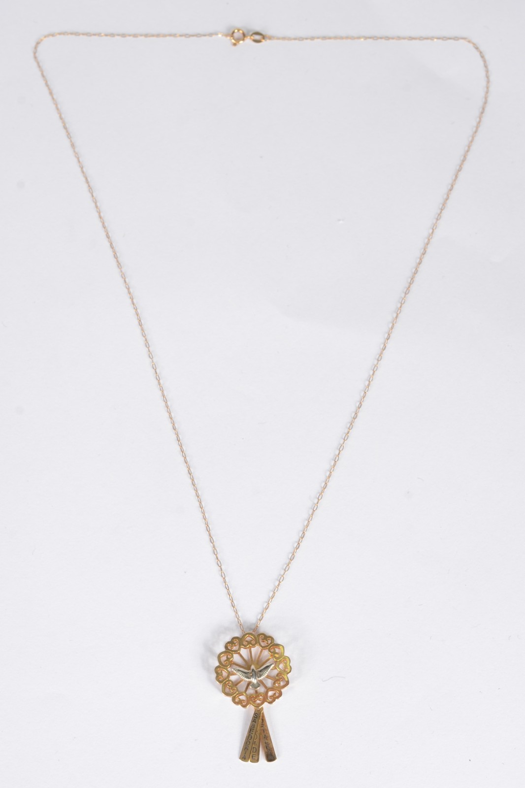 Colar com pendente feitio mandala com pomba da paz de ouro 18 k... - foto 2 de 6