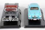 Dois carrinhos decorativos em miniaturas de met... - Dois carrinhos decorativos em miniaturas de metal: Edsel 1958 Citation, e 1950 Studebaker Champion.