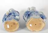 Duas figuras de porcelana oriental azul e branca. - Duas figuras de porcelana oriental azul e branca.