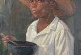 Antonieta Santos Feio (1897-1980), Menino com c... - Óleo sobre tela. Assinado