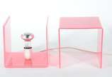 Vírgula Ovo (2002),  - Luminária de acrílico na forma de "cubo rosa", designer da "OVO".