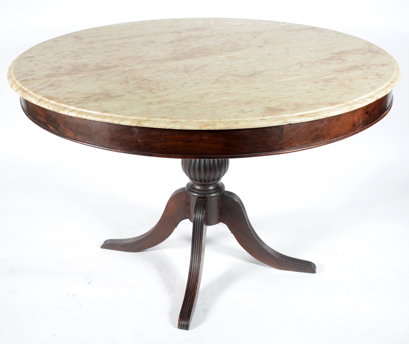 Mesa de jantar de madeira nobre, tampo de mármore apoiado em base... - foto 2 de 11